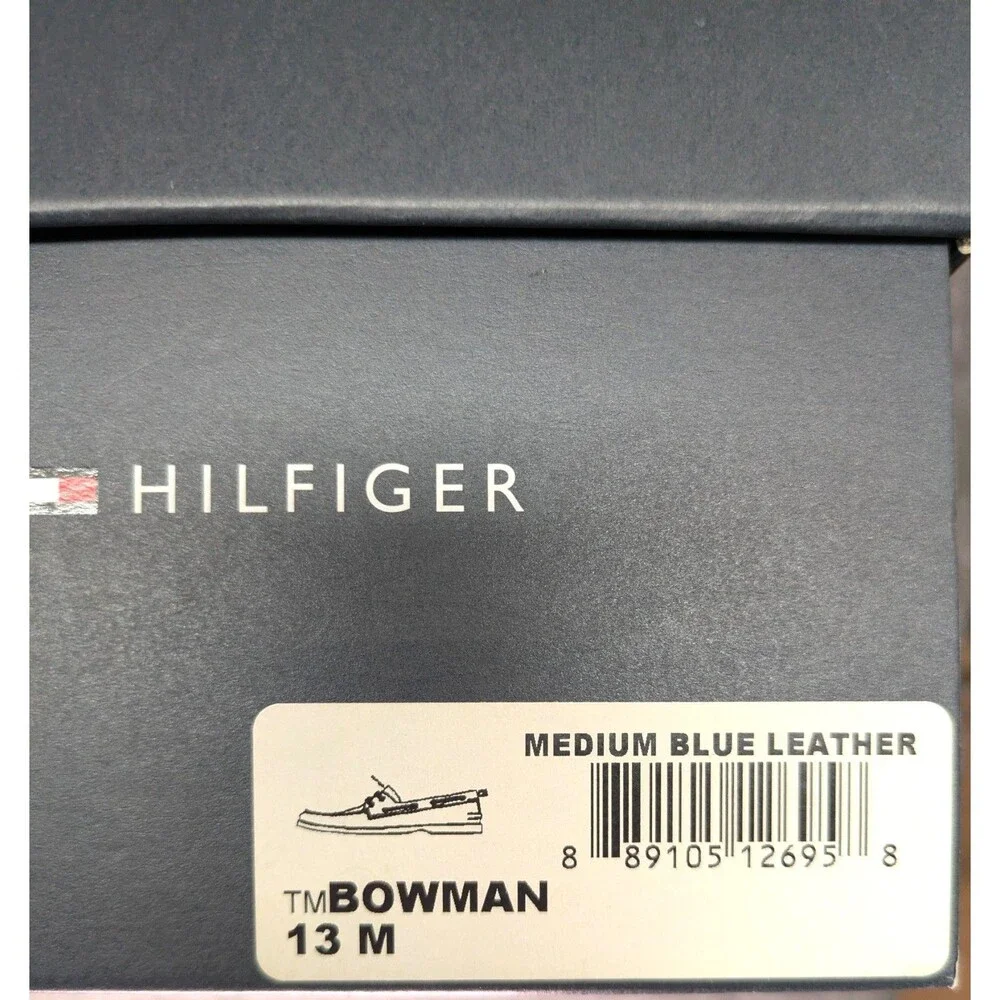 Tommy Hilfiger Bowman Boat Shoes Men 13 M Blue Red White Leather w/ Box